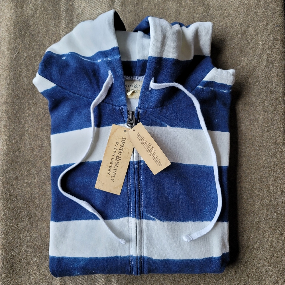 Men's RL Denim & Supply Zip Up Striped Hoodie